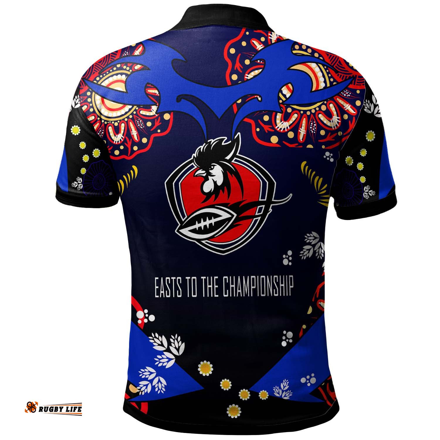 Roosters Rugby Polo Shirt - Custom Personalised Roosters "Easts To The Championship" Aboriginal Player And Number Polo Shirt Amazing Aussie