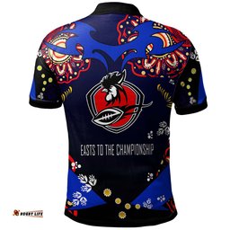 Roosters Rugby Polo Shirt - Custom Personalised Roosters "Easts To The Championship" Aboriginal Player And Number Polo Shirt Amazing Aussie