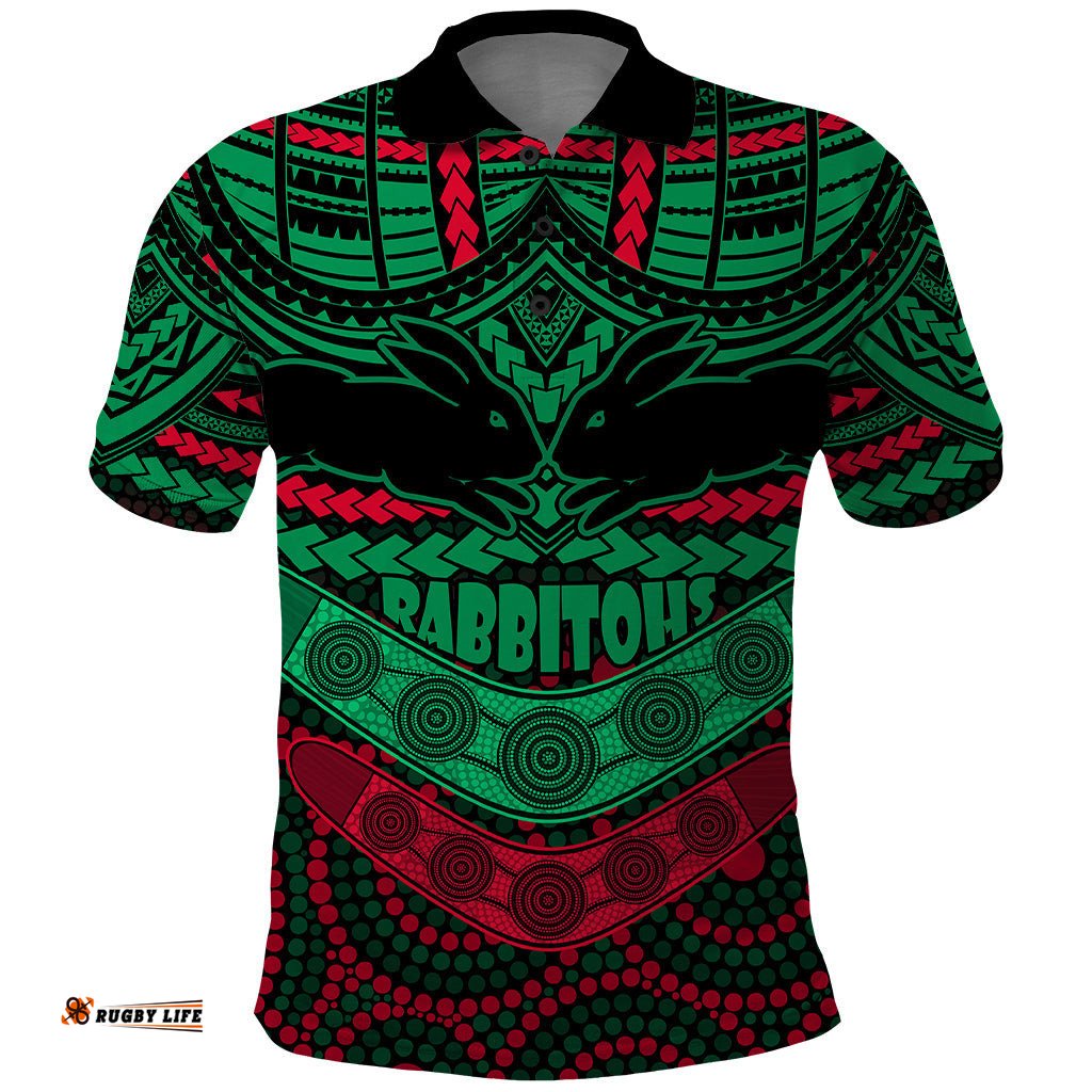 Rabbitohs Rugby Polo Shirt Polynesian and Aboriginal Special Version