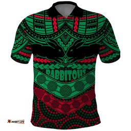Rabbitohs Rugby Polo Shirt Polynesian and Aboriginal Special Version
