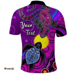 Custom Personalised Australia Lizard and Turtle Polo Shirt Aboriginal Art Beautiful Life Amazing Aussie