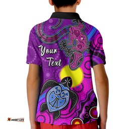 Custom Personalised Australia Lizard and Turtle Polo Shirt Aboriginal Art Beautiful Life Amazing Aussie