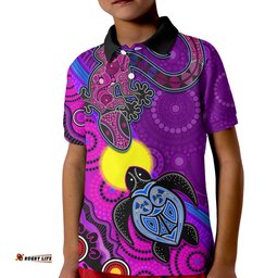 Custom Personalised Australia Lizard and Turtle Polo Shirt Aboriginal Art Beautiful Life Amazing Aussie