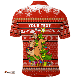 Custom Personalised Australia Christmas Kangaroo Aboriginal Pattern Polo Shirt
