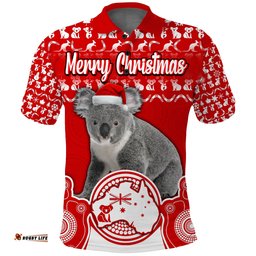 Custom Personalised Australian Koala Christmas Vibe With Aboriginal Dot Painting Style No2 Polo Shirt Amazing Aussie
