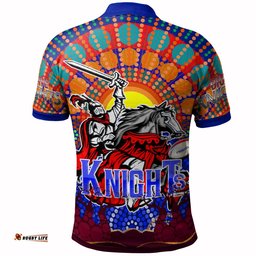 Knights Rugby Polo shirt - Custom Indigenous Knights With Rugby Ball And Sun Watercolor Dot Painting Polo shirt Amazing Aussie