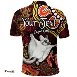 Custom Personalised Australian Astrology Polo Shirt Gemini Sugar Glider Zodiac Aboriginal Vibes - Red Amazing Aussie