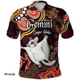 Custom Personalised Australian Astrology Polo Shirt Gemini Sugar Glider Zodiac Aboriginal Vibes - Red Amazing Aussie