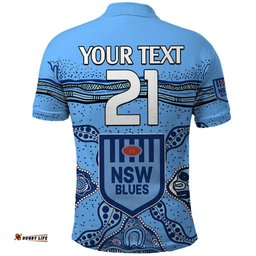 Custom Text And Number NSW Blues Rugby Polo Shirt New South Wales Aboriginal Origin