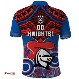 Knights Rugby Polo Shirt Aboriginal Mix Polynesian Pattern