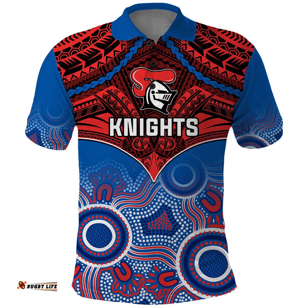 Knights Rugby Polo Shirt Aboriginal Mix Polynesian Pattern