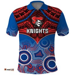 Knights Rugby Polo Shirt Aboriginal Mix Polynesian Pattern