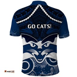 Geelong Football Polo Shirt Go Cats Aboriginal Mix Polynesian Pattern