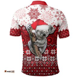 Aboriginal Christmas 2022 Koala Polo Shirt Red Style Amazing Aussie