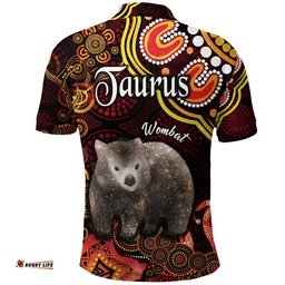Australian Astrology Polo Shirt Taurus Wombat Zodiac Aboriginal Vibes - Red Amazing Aussie