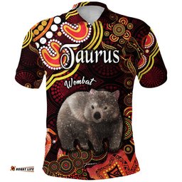 Australian Astrology Polo Shirt Taurus Wombat Zodiac Aboriginal Vibes - Red Amazing Aussie