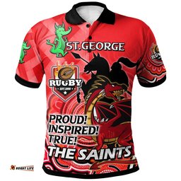 St. George Rugby Polo Shirt - Custom THE SAINTS PROUD! INSPIRED! TRUE! Dragon Aboriginal Patterns Polo Shirt Amazing Aussie