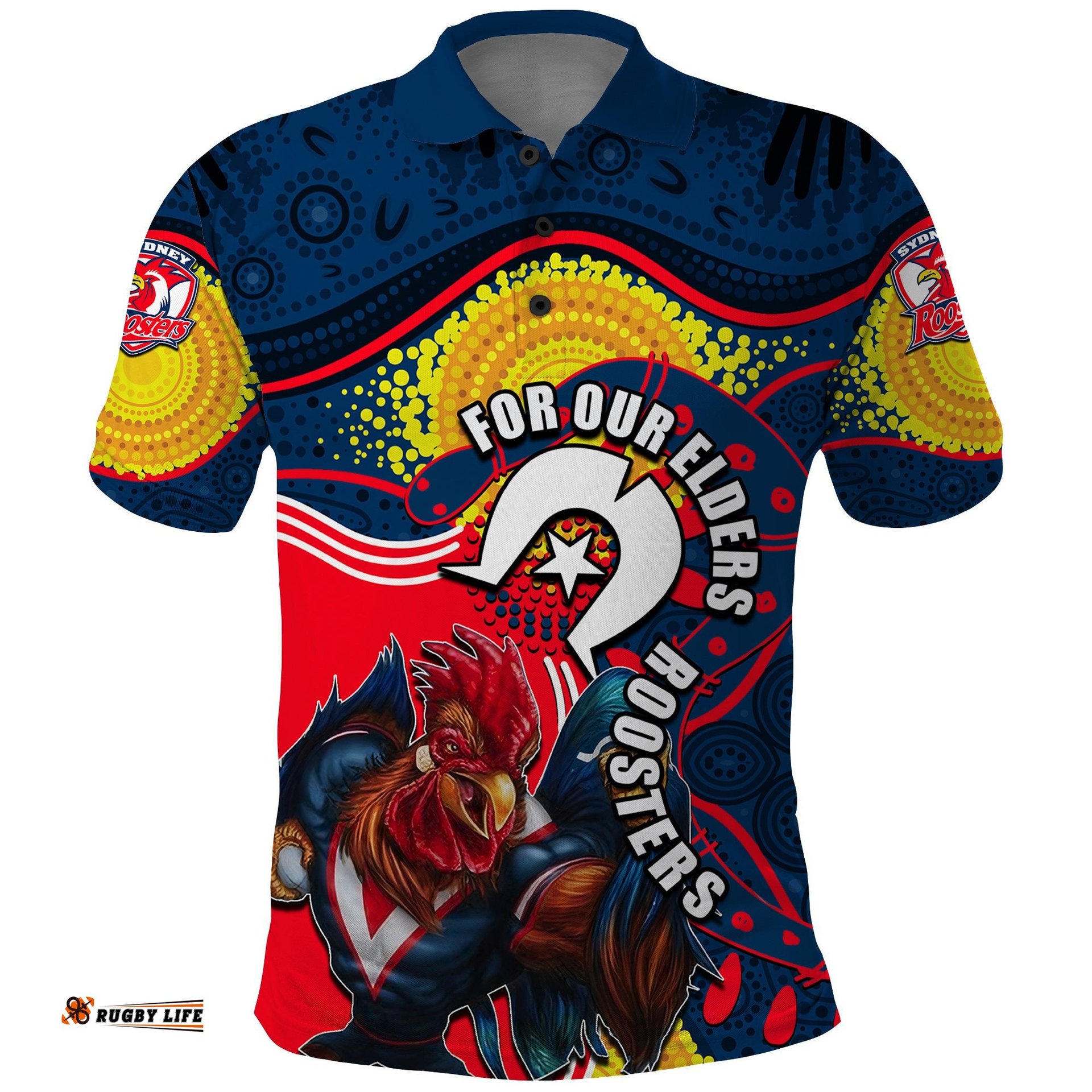 Roosters Mascot NRL Polo Shirt NAIDOC
