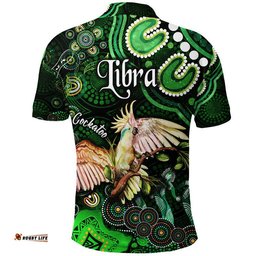Australian Astrology Polo Shirt Libra Cockatoo Glider Zodiac Aboriginal Vibes - Green Amazing Aussie