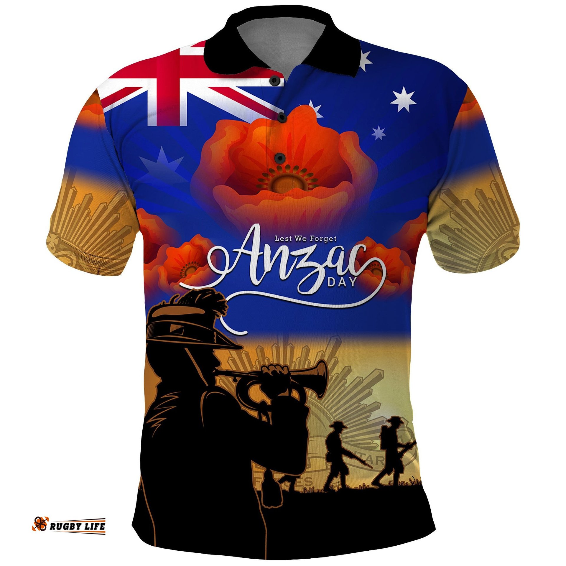 Custom Personalised Aussie ANZAC Polo Shirt Australian Army Poppy Mix Flag Amazing Aussie