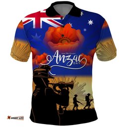 Custom Personalised Aussie ANZAC Polo Shirt Australian Army Poppy Mix Flag Amazing Aussie
