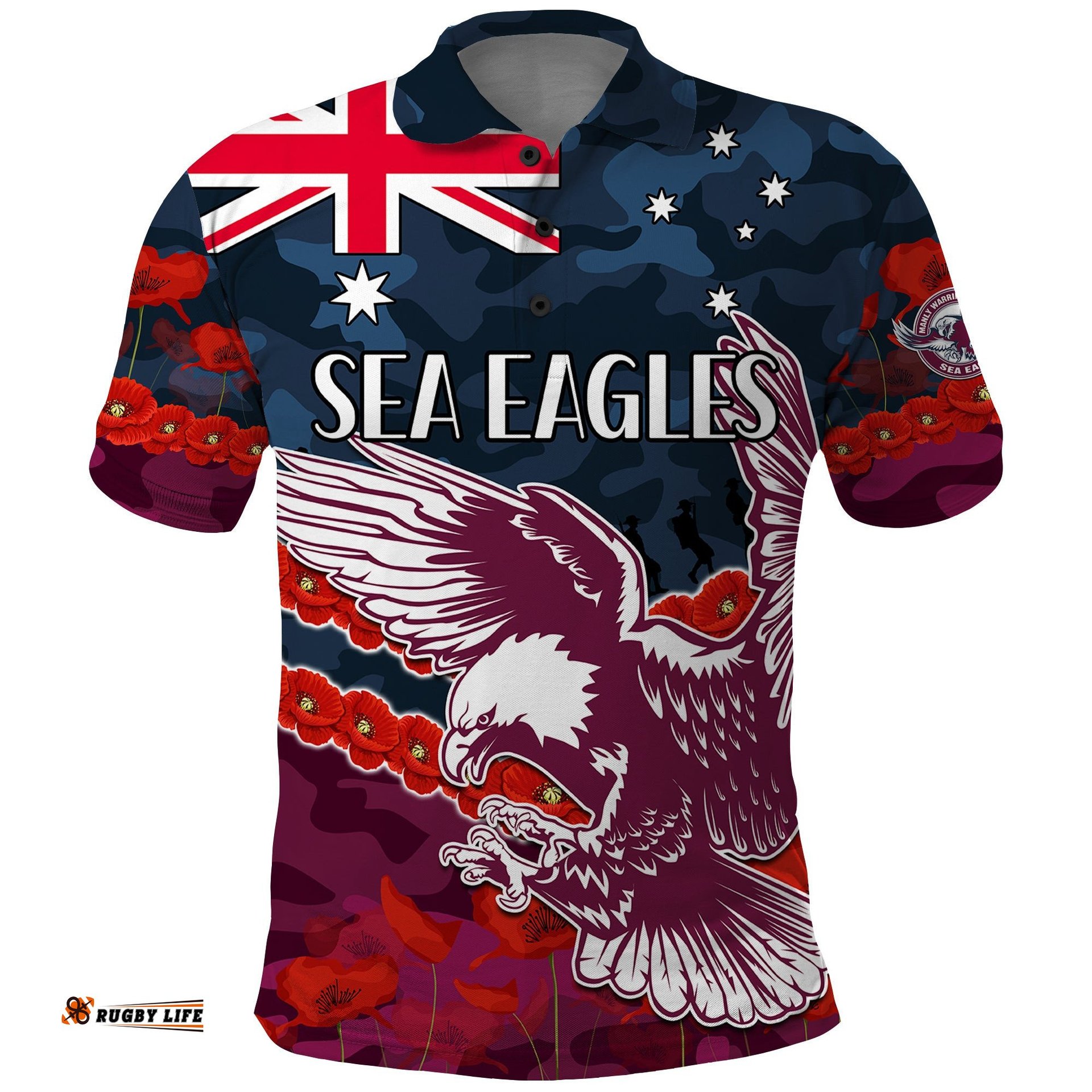 Sea Eagles Rugby ANZAC Polo Shirt Lest We Forget