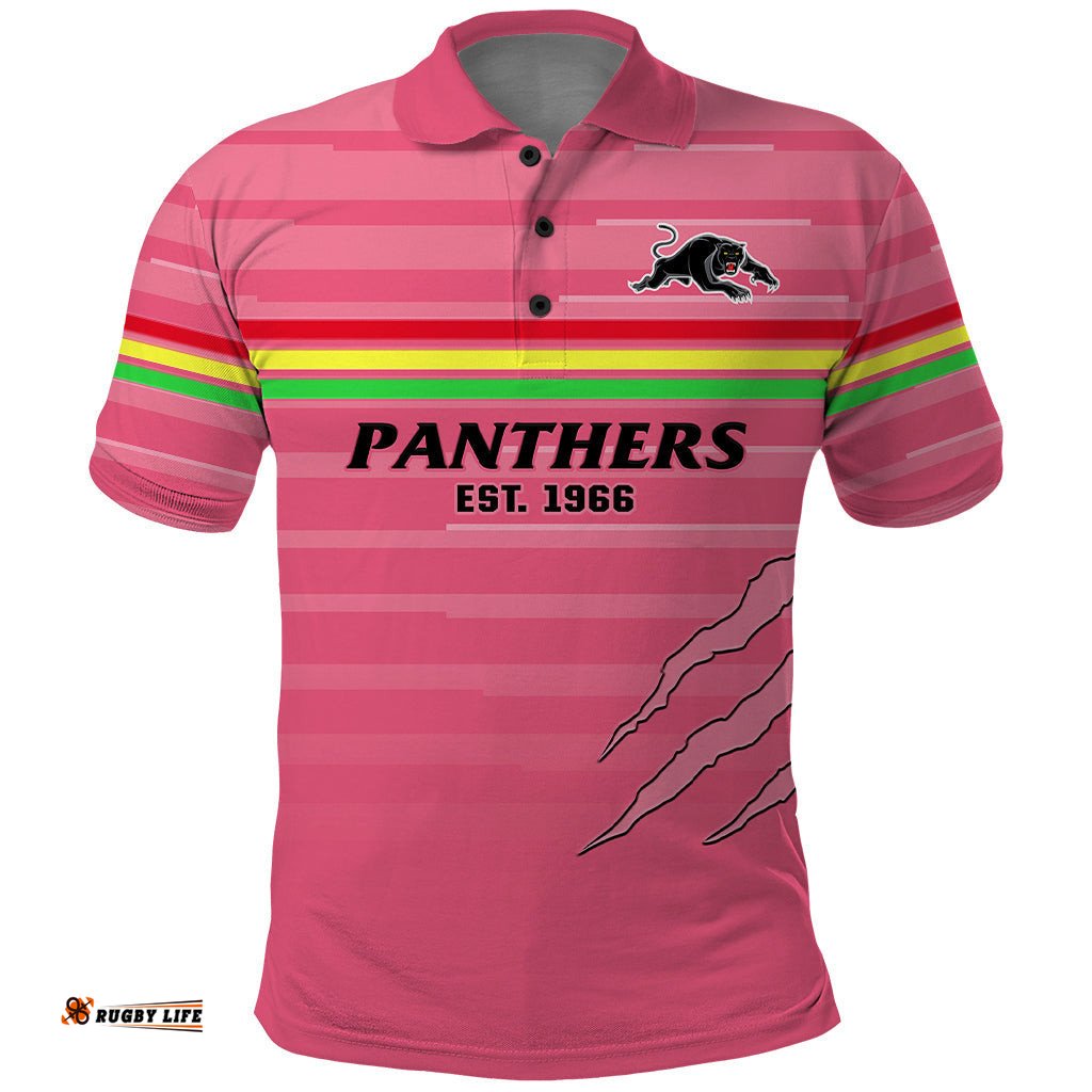 Custom Text And Number Penrith Panthers Rugby 2023 Polo Shirt The Riff Est 1966 Pink Sporty