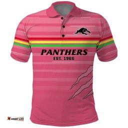 Custom Text And Number Penrith Panthers Rugby 2023 Polo Shirt The Riff Est 1966 Pink Sporty