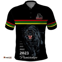 Panther Premierships Polo Shirt Go Champions 2023 Black Simple Style