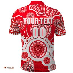 Custom Personalised And Number Swans AFL Polo Shirt Aboriginal Patterns Amazing Aussie