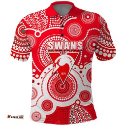 Custom Personalised And Number Swans AFL Polo Shirt Aboriginal Patterns Amazing Aussie