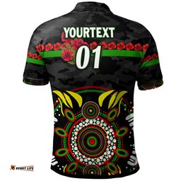 Australia Sydney Anzac Custom Polo Shirt - Poppies Rabbits and Aboriginal Inspired Polo Shirt Amazing Aussie