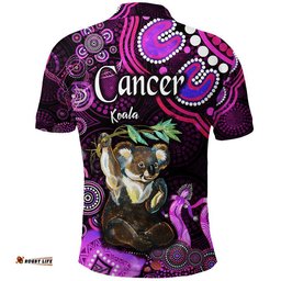 Australian Astrology Polo Shirt Cancer Koala Zodiac Aboriginal Vibes - Pink Amazing Aussie