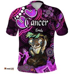 Australian Astrology Polo Shirt Cancer Koala Zodiac Aboriginal Vibes - Pink Amazing Aussie