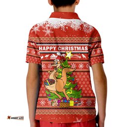 Australia Christmas Kangaroo Aboriginal Pattern Polo Shirt