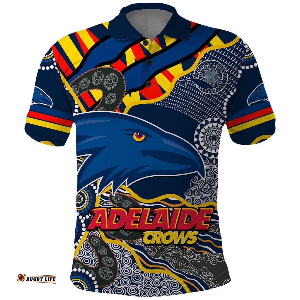 Custom Text And Number The Crows Football Polo Shirt Adelaide Be Unique Aboriginal Dots