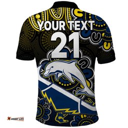 Custom Text And Number NRL Combine Dolphins and Cowboys Polo Shirt Aboriginal