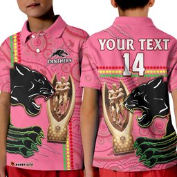 Custom Text And Number Panthers Rugby Polo Shirt The Riff 2022 Premiers Aboriginal Pink Amazing Aussie