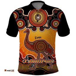 Personalised Australia Aquarius Emu Zodiac Polo Shirt Auz Astrology Aboriginal - Red