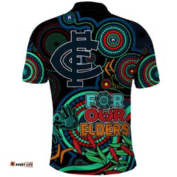 Carlton Blues Football Aboriginal Art Polo Shirt NAIDOC Indigenous Tribal