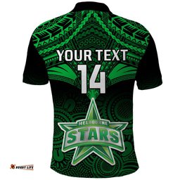 Custom Melbourne Stars Cricket Polo Shirt 2023 Unique Indigenous Art Mix Polynesian Pattern
