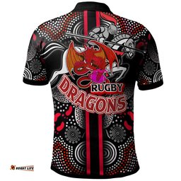 ST George Rugby Polo Shirt - Custom ST George Rugby Ball Aboriginal Indigenous Sport Style Polo Shirt Amazing Aussie