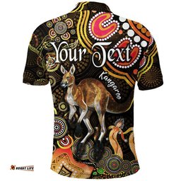 Custom Personalised Australian Astrology Polo Shirt Aries Kangaroo Zodiac Aboriginal Vibes - Gold Amazing Aussie
