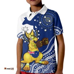 Australia Polo Shirt Boxing Kangaroo Indigenous Flag Color Art Amazing Aussie