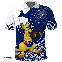 Australia Polo Shirt Boxing Kangaroo Indigenous Flag Color Art Amazing Aussie