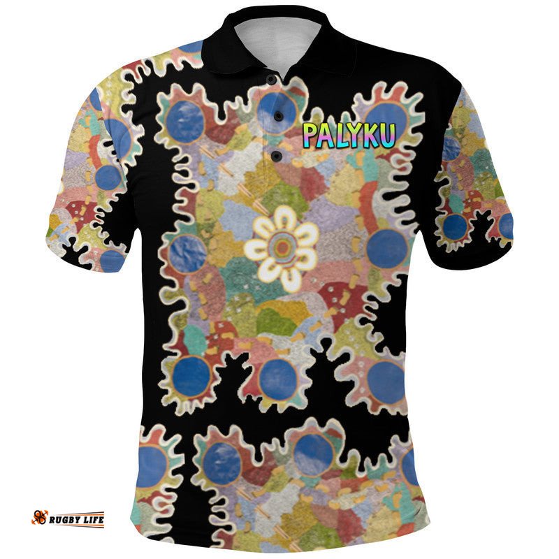 Palyku Aboriginal Polo Shirt Unique Vibes - Black Amazing Aussie