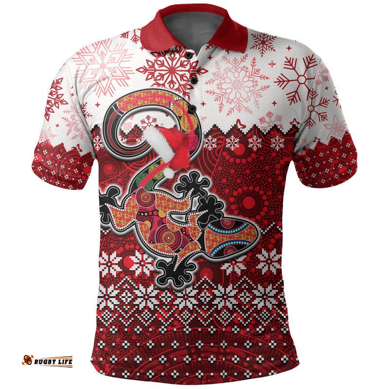 Aboriginal Christmas 2022 Lizard Polo Shirt Red Style Amazing Aussie