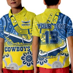 Custom Text and Number Cowboys Rugby Polo Shirt Aboriginal Boomerang Go Premiers North Queensland Amazing Aussie