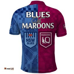 Blues and Maroons Rugby Polo Shirt State of Origin NSW Combine QLD Sporty Style 2023