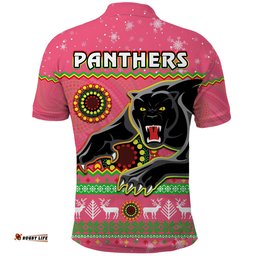Panthers Christmas Polo Shirt Aboriginal Pattern Penrith Pink Version Amazing Aussie